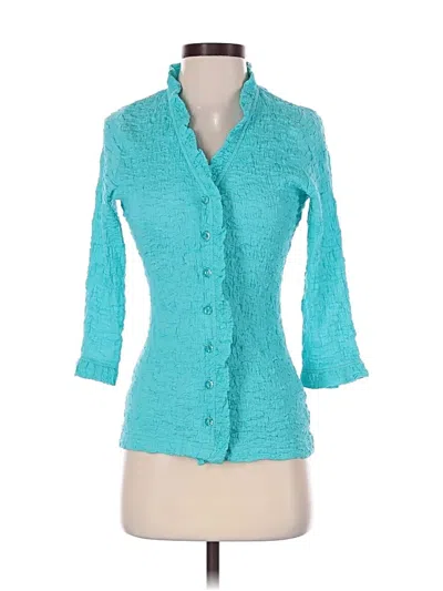 Pre-owned Assorted Brands 3/4 Sleeve Button Down Shirt In Teal