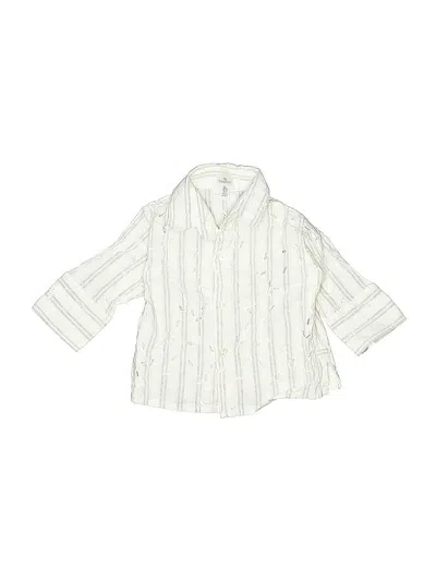 Pre-owned Assorted Brands Kids' 3/4 Sleeve Button Down Shirt In White