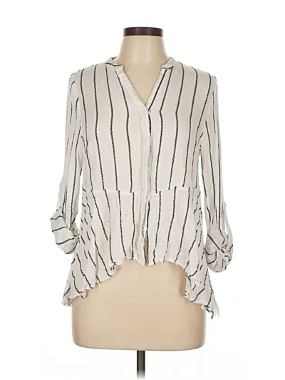 Pre-owned Assorted Brands 3/4 Sleeve Button Down Shirt In White