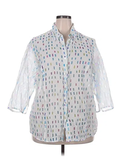Pre-owned Assorted Brands 3/4 Sleeve Button Down Shirt In White