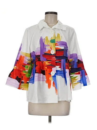 Pre-owned Assorted Brands 3/4 Sleeve Button Down Shirt In White