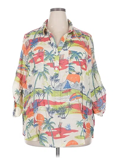 Pre-owned Assorted Brands 3/4 Sleeve Button Down Shirt In White