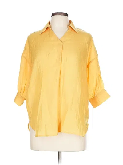 Pre-owned Assorted Brands 3/4 Sleeve Button Down Shirt In Yellow
