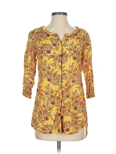 Pre-owned Assorted Brands 3/4 Sleeve Button Down Shirt In Yellow