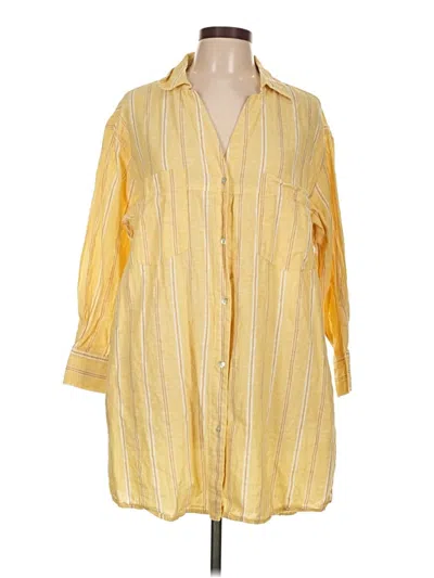 Pre-owned Assorted Brands 3/4 Sleeve Button Down Shirt In Yellow