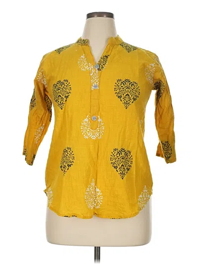 Pre-owned Assorted Brands 3/4 Sleeve Button Down Shirt In Yellow