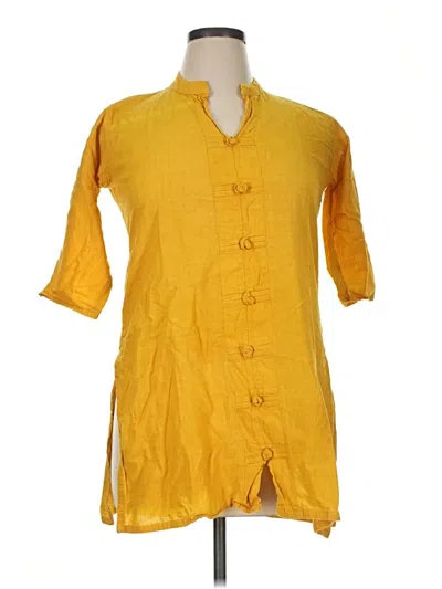 Pre-owned Assorted Brands 3/4 Sleeve Button Down Shirt In Yellow