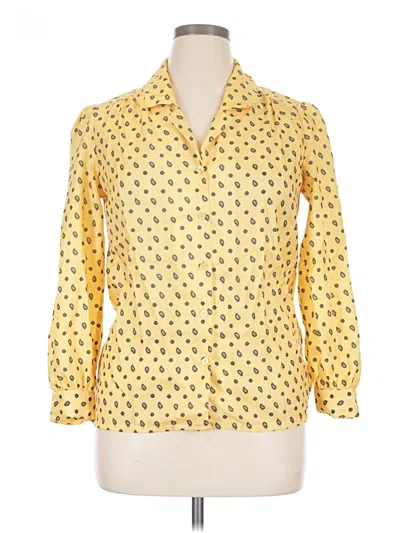 Pre-owned Assorted Brands 3/4 Sleeve Button Down Shirt In Yellow