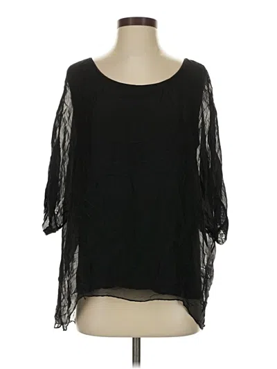 Pre-owned Assorted Brands 3/4 Sleeve Silk Top Black Scoop Neck Tops