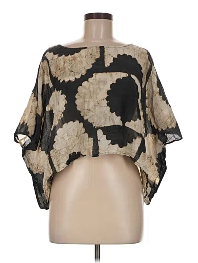 Pre-owned Assorted Brands 3/4 Sleeve Silk Top Black Square Neckline Tops