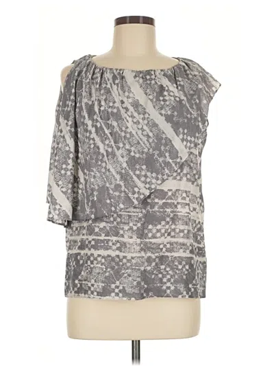 Pre-owned Assorted Brands 3/4 Sleeve Silk Top Gray One Shoulder Neckline Tops