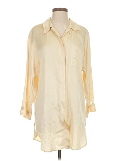 Pre-owned Assorted Brands 3/4 Sleeve Silk Top Ivory Plunge Neckline Tops