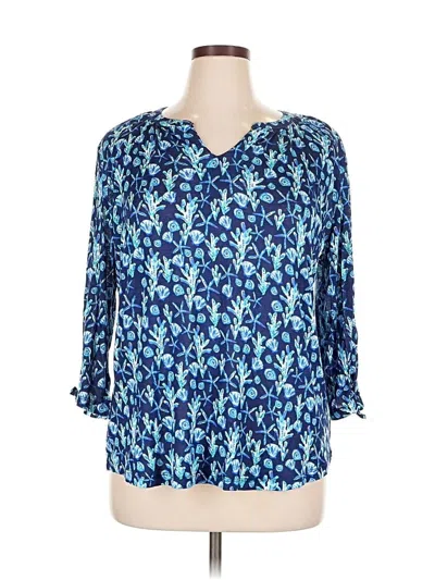 Pre-owned Assorted Brands 3/4 Sleeve T-shirt In Blue