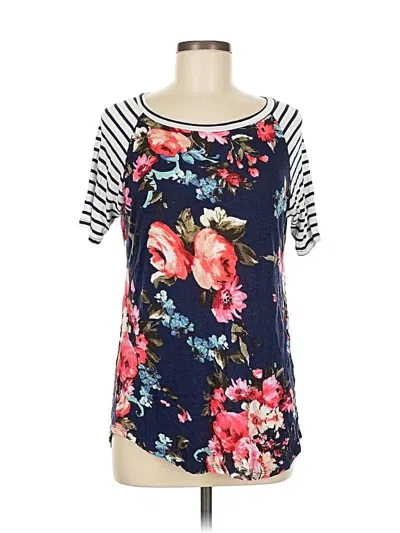 Pre-owned Assorted Brands 3/4 Sleeve T-shirt In Blue