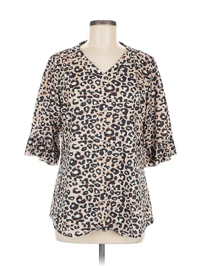 Pre-owned Assorted Brands 3/4 Sleeve T-shirt In Brown