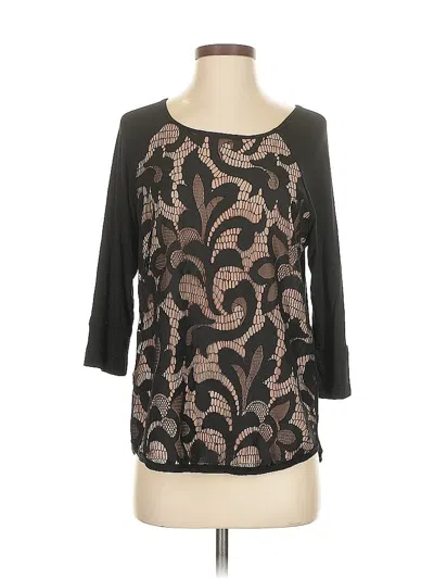 Pre-owned Assorted Brands 3/4 Sleeve Top Black Boatneck Tops