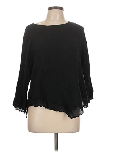Pre-owned Assorted Brands 3/4 Sleeve Top Black Boatneck Tops