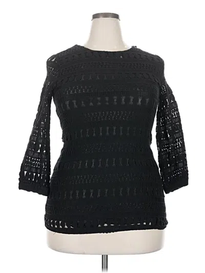 Pre-owned Assorted Brands 3/4 Sleeve Top Black Boatneck Tops