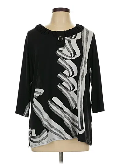 Pre-owned Assorted Brands 3/4 Sleeve Top Black Boatneck Tops