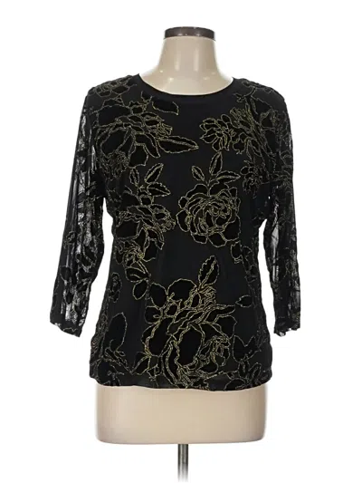 Assorted Brands 3/4 Sleeve Top Black Boatneck Tops