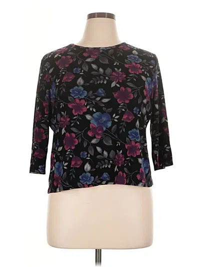 Pre-owned Assorted Brands 3/4 Sleeve Top Black Boatneck Tops