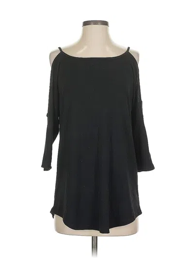 Pre-owned Assorted Brands 3/4 Sleeve Top Black Cold Shoulder Neckline Tops