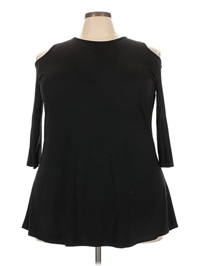 Assorted Brands 3/4 Sleeve Top Black Cold Shoulder Neckline Tops