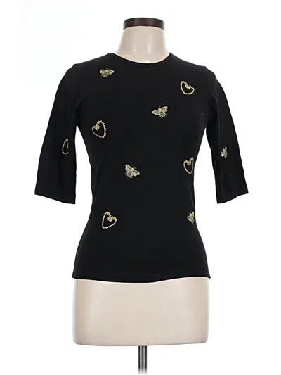 Pre-owned Assorted Brands 3/4 Sleeve Top Black Hearts Pattern Sweetheart Neckline Tops