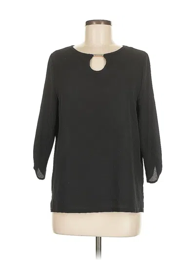 Pre-owned Assorted Brands 3/4 Sleeve Top Black Keyhole Neckline Tops