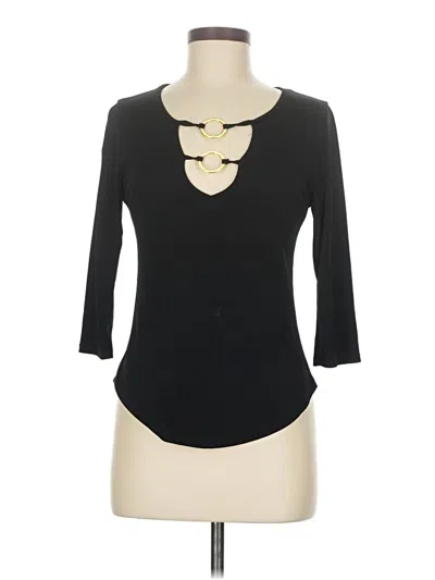 Pre-owned Assorted Brands 3/4 Sleeve Top Black Keyhole Neckline Tops