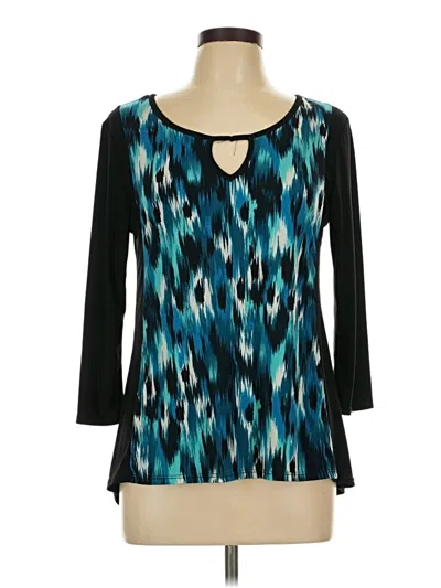 Pre-owned Assorted Brands 3/4 Sleeve Top Black Keyhole Neckline Tops