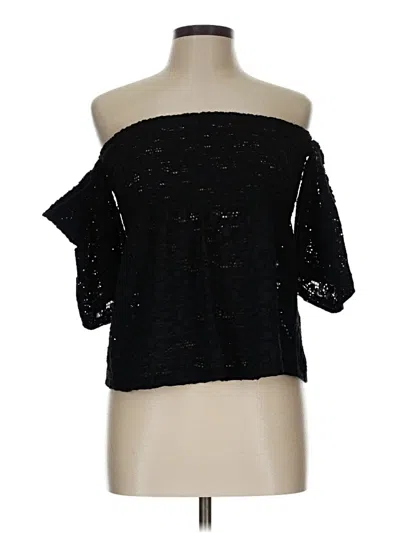Pre-owned Assorted Brands 3/4 Sleeve Top Black Off The Shoulder Neckline Tops