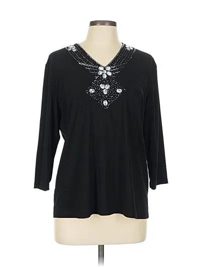 Pre-owned Assorted Brands 3/4 Sleeve Top Black Open Neckline Tops