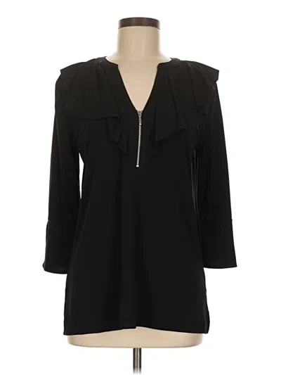 Pre-owned Assorted Brands 3/4 Sleeve Top Black Open Neckline Tops