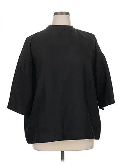 Pre-owned Assorted Brands 3/4 Sleeve Top Black Solid Pattern Mock Neckline Tops