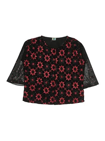 Pre-owned Assorted Brands Kids' 3/4 Sleeve Top Black Stars Pattern Square Neckline Tops