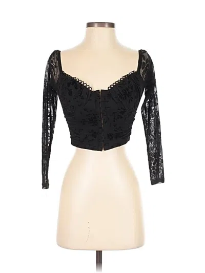Pre-owned Assorted Brands 3/4 Sleeve Top Black Sweetheart Neckline Tops