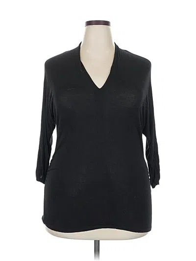 Pre-owned Assorted Brands 3/4 Sleeve Top Black V Neck Tops