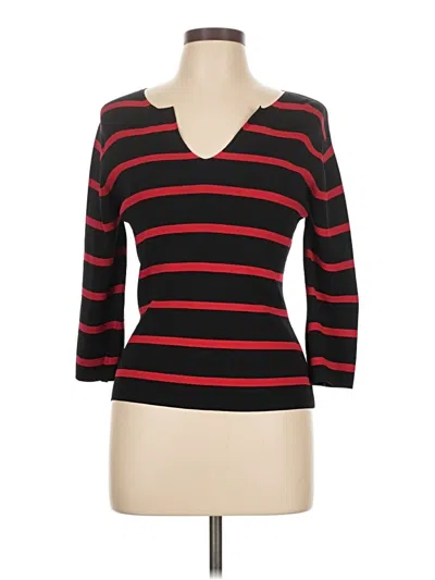 Pre-owned Assorted Brands 3/4 Sleeve Top Black V-neck Tops