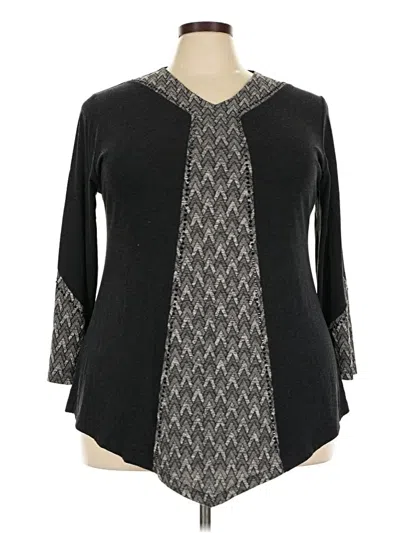 Pre-owned Assorted Brands 3/4 Sleeve Top Black V-neck Tops