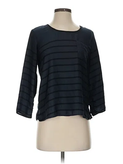 Pre-owned Assorted Brands 3/4 Sleeve Top Blue Boatneck Tops