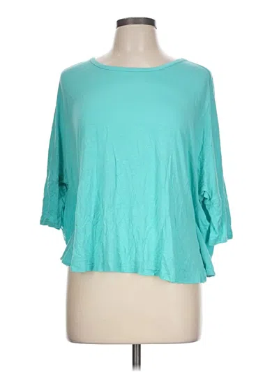 Pre-owned Assorted Brands 3/4 Sleeve Top Blue Boatneck Tops