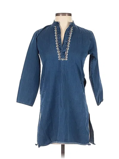 Pre-owned Assorted Brands 3/4 Sleeve Top Blue Open Neckline Tops