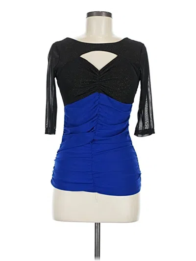 Pre-owned Assorted Brands 3/4 Sleeve Top Blue Sweetheart Neckline Tops