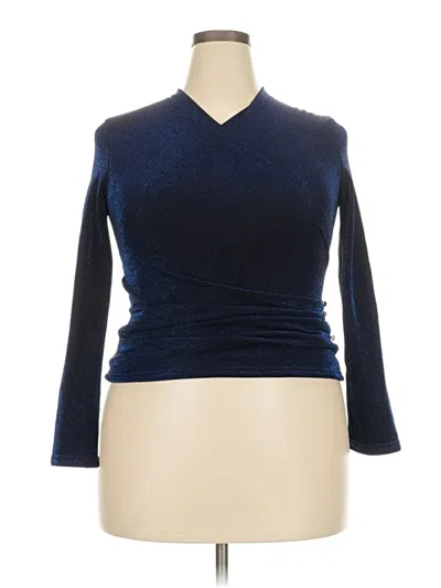 Pre-owned Assorted Brands 3/4 Sleeve Top Blue Turtleneck Tops