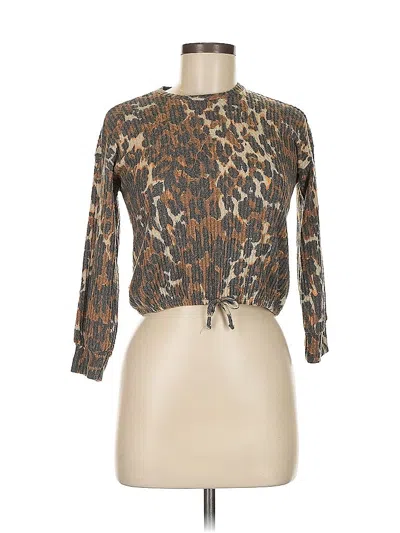 Pre-owned Assorted Brands 3/4 Sleeve Top Brown Mock Neckline Tops