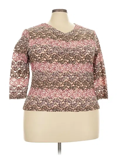 Pre-owned Assorted Brands 3/4 Sleeve Top Brown Scoop Neck Tops