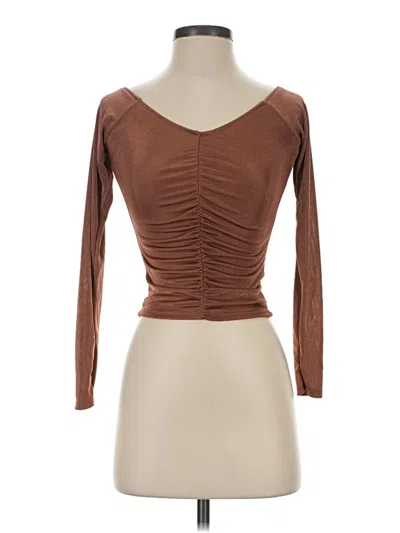 Pre-owned Assorted Brands 3/4 Sleeve Top Brown Sweetheart Neckline Tops