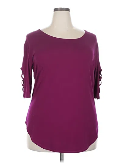 Pre-owned Assorted Brands 3/4 Sleeve Top Burgundy Boatneck Tops