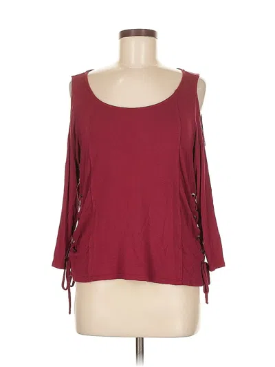 Pre-owned Assorted Brands 3/4 Sleeve Top Burgundy Cold Shoulder Neckline Tops